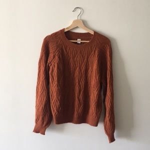 Simons Twik balloon sleeve pointelle Sweater, Rust Orange